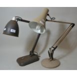 Mid 20th Century industrial Anglepoise type work lamp together with another Anglepoise style lamp