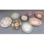 Group of eight various 19th Century English porcelain plates and dishes, including Worcester, Minton