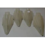 Set of four mid 20th Century chrome and frosted glass wall lights of Art Deco design, each