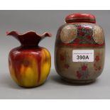 Elizabeth Pitts, lustre decorated jar and cover, 5.25ins (damages), together with a Wortley