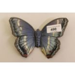 Large Beswick Purple Emperor butterfly, No. 1487, 6 and 1/8ins wide (no chips, cracks or