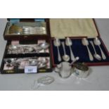 Quantity of various silver and sterling silver tea, coffee and condiment spoons together with a