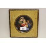 Late 19th / early 20th Century Continental porcelain plaque painted with the Madonna, child and