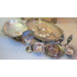 Oval silver plated two handled tray and miscellaneous other items of silver plate