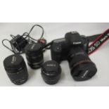 Canon EOS5D digital SLR camera with 17-40mm, 50mm, 18-55mm and 28-80mm lenses MKIII