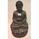 Patinated terracotta figure of Buddha, 20ins high