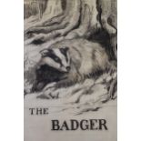Robert Hugh Buxton, monochrome charcoal and wash illustration ' The Badger ', 12ins x 9ins