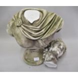 Continental white glazed pottery holy water stoop, 20ins high approximately together with a white