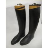 Pair of black leather riding boots with trees Size 7 to 8 Heel to toe along the sole - 30cm Height