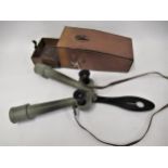 Pair of Carl Zeiss ' donkey ear ' trench binoculars in original leather case
