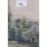 E. Henriod, watercolour, landscape with trees, signed, 9ins x 6ins together with a watercolour, view