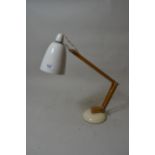 Conran wooden and enamel adjustable table lamp Some scratches and losses to enamel