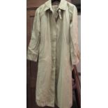 Ladies Hermes raincoat with hat and belt 19 inch bust 17 inch waist 45 inch length Some minor wear