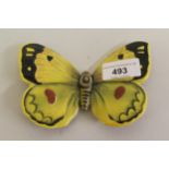 Medium Beswick Clouded Yellow butterfly, No. 1490, 5 and 3/8ins wide (no chips, cracks or