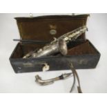 Mid 20th Century silvered brass alto saxophone Class A by Besson & Co., London, No. 2432, in