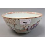Chinese pedestal bowl, painted with figures in landscape (hairline cracks) 8ins diameter, 3.5ins