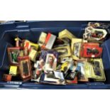 Box containing a large quantity of diecast model vehicles by Matchbox, Casby and others