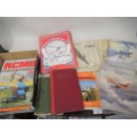 Box containing a small quantity of various aeroplane modelling catalogues and books