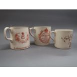 Group of three various Edward VII commemorative mugs