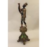 20th Century carved and painted blackamoor lamp standard, 56ins high Overall in good condition, no