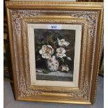 D. Morton, small 20th Century oil on panel, still life vase of flowers, signed, 6.5ins x 4.5ins,