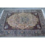 Indo Persian garden rug with a medallion and all-over stylised floral and tree design on a beige