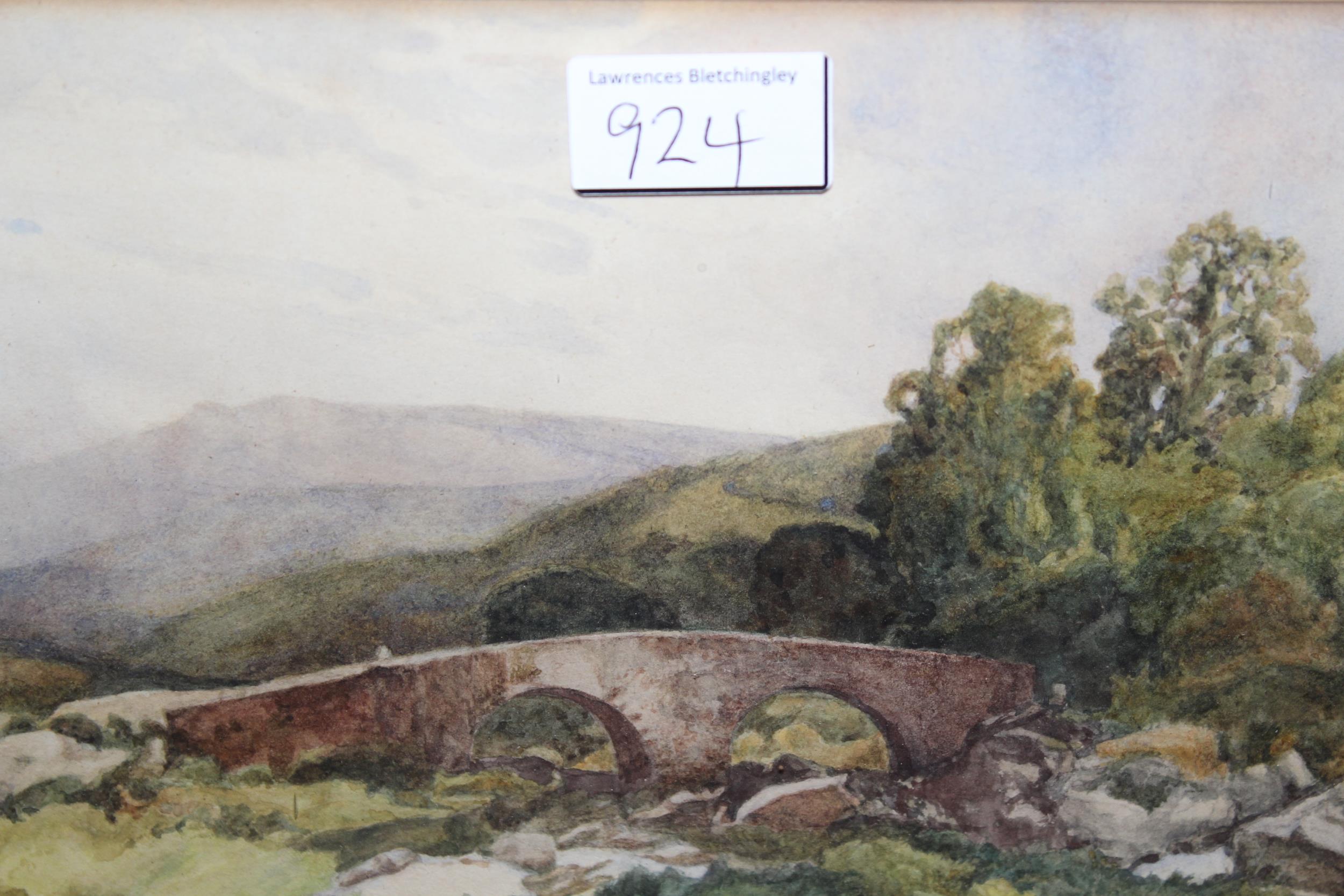 19th Century English school, watercolour, landscape with distant mountains, 6.25ins x 9ins, gilt - Image 2 of 3