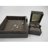 Clogau 9ct gold ring in original box, together with a Clogau silver bracelet, pair of earrings,