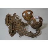 Pair of Victorian cast metal oil lamp brackets 13.5cm diameter