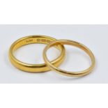22ct Gold wedding band, 4.7g together with an unmarked wedding band, 1.5g