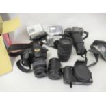 Canon EOS400D digital SLR camera body, Sony digital SLR camera, Pentax P30 35mm film camera,