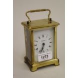 Small brass cased single train carriage clock by Bayard
