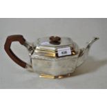 Birmingham silver hexagonal teapot of Art Deco design, 21.5oz Dent to one of angles on main body