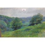 Paul Lewin, pastel, landscape with flower meadow to the foreground, signed, 15.5ins x 21.5ins, in