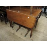 19th Century mahogany rectangular drop-leaf Pembroke table with a single end drawer on turned