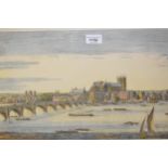 Pair of large coloured prints, views on the River Thames, 11ins x 31ins, gilt framed