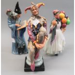 Group of three Royal Doulton figures, the ' Wizard ', HN2877, the ' Jester ' HN2016, ' Biddy Penny