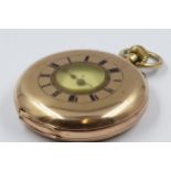 English 9ct gold cased crown wind half hunter pocket watch, gross weight 88g