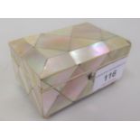 Small 19th Century mother of pearl rectangular casket, 3.25ins x 2.125ins x 3.25ins high