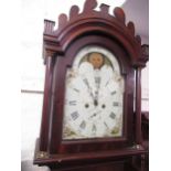 George III mahogany longcase clock with painted moonphase dial, signed Ja's Sherwood, Tycehurst, the