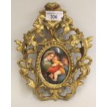 19th Century Continental porcelain plaque depicting the Madonna, child and infant John the Baptist