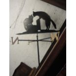 Back painted iron weather vane depicting cats, 41.5ins high