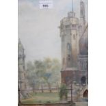 Blanche Macarthur, watercolour study of Gothic buildings, signed, 14.5ins x 10.25ins, gilt framed