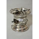 Circular silver plated flambé stand, with burner