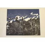 Reidar Aulie, set of six signed woodcut prints, various scenes