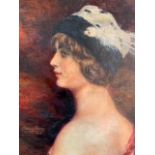 Early 20th Century Continental school, oil on canvas, head and shoulder portrait of a lady wearing a