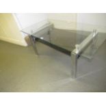 Good quality 20th Century rectangular glass and chromium coffee table, 47ins x 25.5ins x 20.5ins