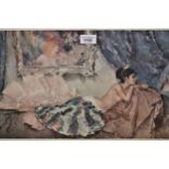 Sir William Russell Flint, coloured print, semi nude reclining female, No. 608 of 850, bearing blind