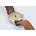 Gentleman's Tudor Oyster stainless steel cased wristwatch with borwn leather strap (movement at