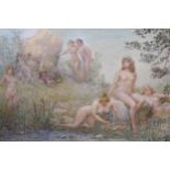 Watercolour ' The Nymphs Bathing Pool ', signed with initials M.B and date 1940, 9.75ins x 13.75ins,